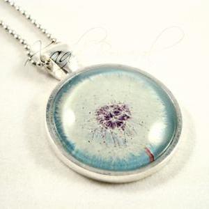 Dandelion Glass Pendant Necklace