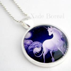 Lovely Unicorn Glass Pendant Necklace