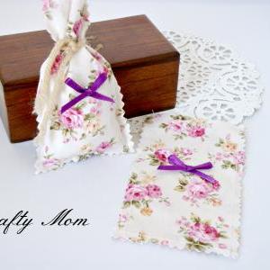 Shabby Roses Lavender Sachets - Set Of 2
