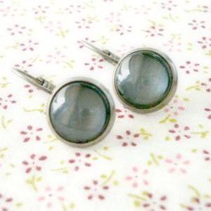 Grey Dangle Earrings -antiqued Silver Gunmetal..
