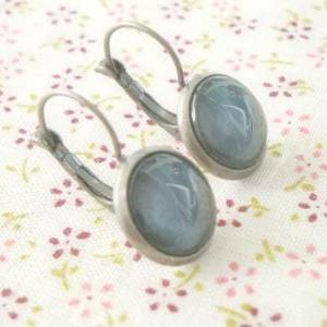 Grey Dangle Earrings -antiqued Silver Gunmetal..