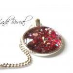 Handmade Pink Glass Pendant Necklace