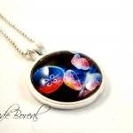 Colorful Jellyfish Glass Pendant Necklace-deep..