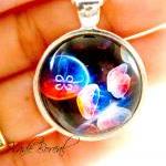 Colorful Jellyfish Glass Pendant Necklace-deep..