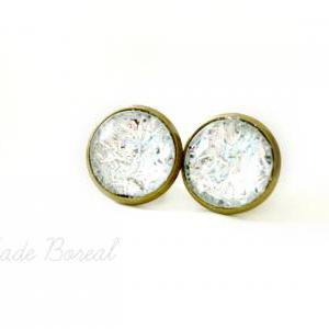 Sparkle -silver Antique Brass Post Earrings