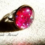 Sparkly Red Adjustable Glass Ring