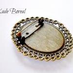 Hand Painted Oval Glass Cameo Brooch