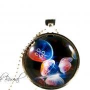Colorful jellyfish glass pendant necklace-Deep ocean series