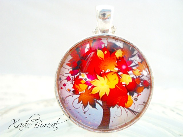 Fall Leaves Tree Pendant Necklace