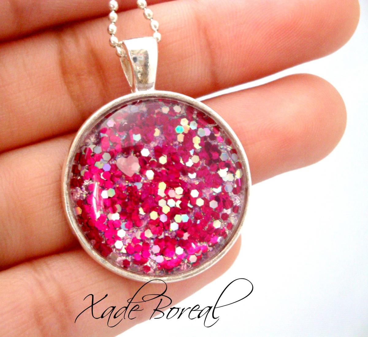 Handmade Pink Glass Pendant Necklace
