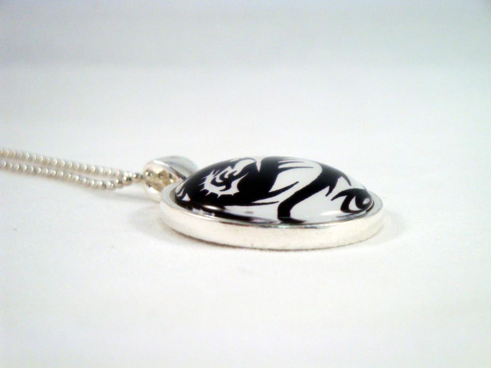 Black Dragon Glass Pendant Necklace on Luulla