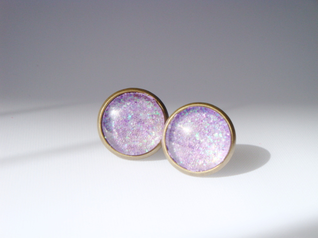Lavender Studs Earrings, Sparkle Earrings