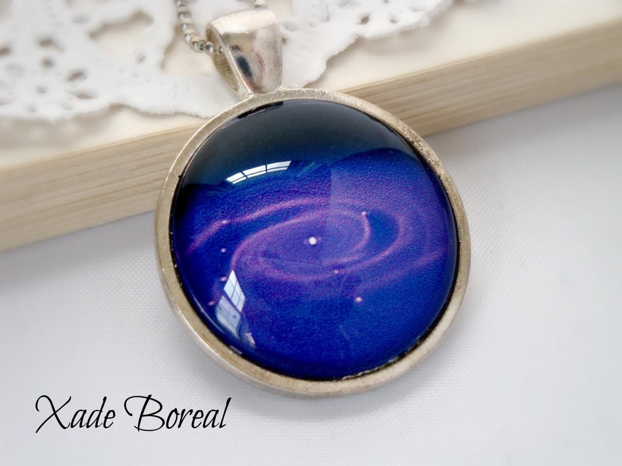 Purple Whirlpool-glass Pendant Necklace,galaxy Series
