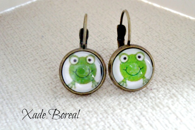 Dangle Earrings - Bronze Tone-cute Frog
