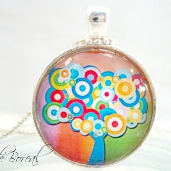 Whimsical tree colors of life Pendant