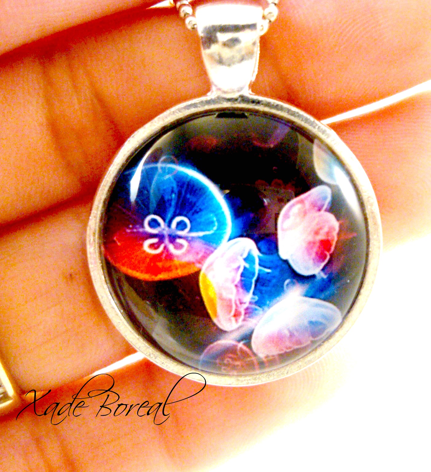 Colorful Jellyfish Glass Pendant Necklacedeep Ocean Series on Luulla